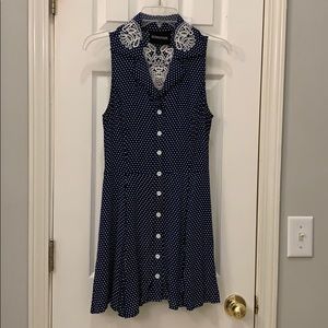 Minkpink boutique navy polka dot dress